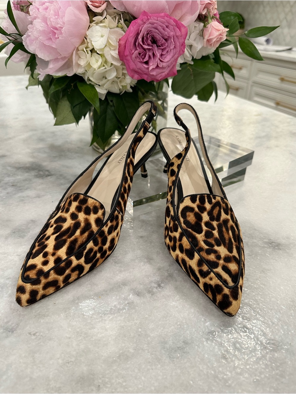Katherine Kelly leopard sling back heels